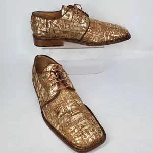 David Eden Genuine Crocodile Vintage Leather Golden Tan Oxford Loafer Men’s 10.5 Vintage Custom Made David Eden Men Brown Genuine LIZARD Skin  main image 2